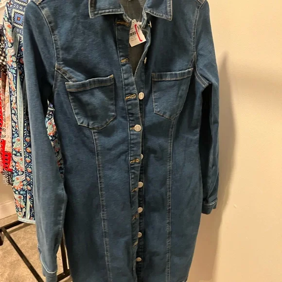 white christmas dresses Topshop Denim Pinny Button Strap Dress, Dark Blue Denim main image 0
